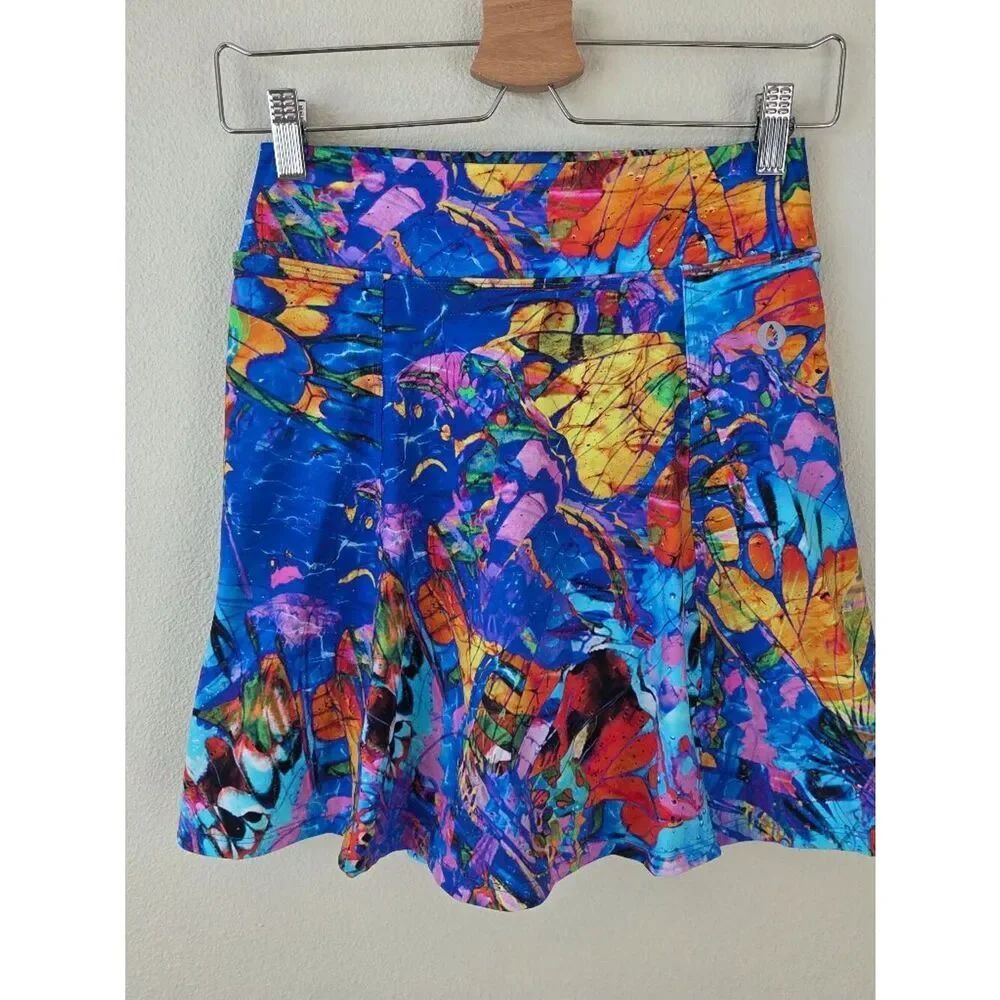 Dona Jo Skort Size 1 S Blue Multi Tennis Pickleball Golf Skirt Active Pockets